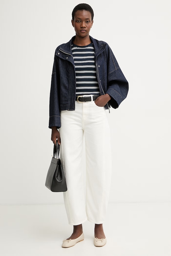 Tommy Hilfiger top dámsky bavlnený WW0WW50025 tmavomodrá AW26