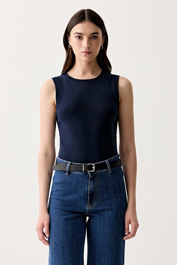 Tommy Hilfiger top pentru femei, din bumbac bleumarin WW0WW50025