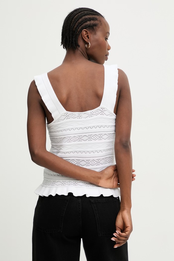 Oblačila Morgan pleten top ženski z viskozo MDEB 261.MDEB bela
