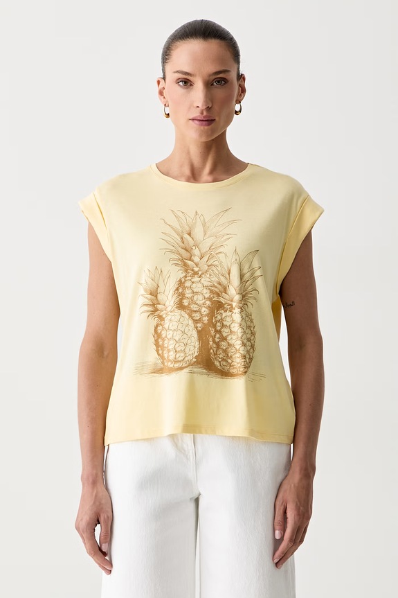 Morgan T-shirt damski z modalem DANANA żółty 261.DANANA