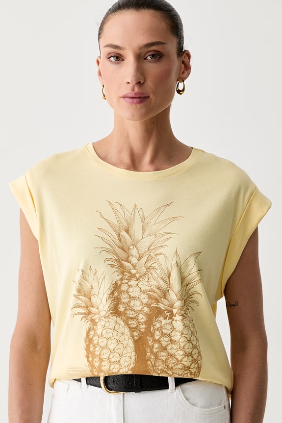 Morgan T-shirt damski z modalem DANANA żółty 261.DANANA