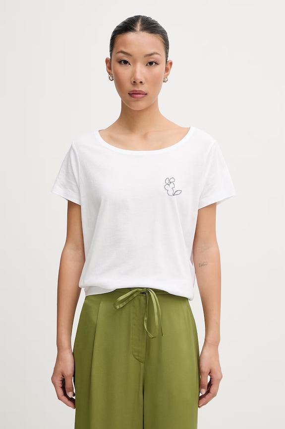 Odzież Marc O'Polo T-shirt damski bawełniany 5000014378 biały