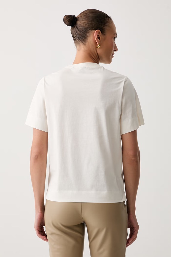 Odzież BOSS T-shirt damski bawełniany Elpha_placed6 50567045 beżowy