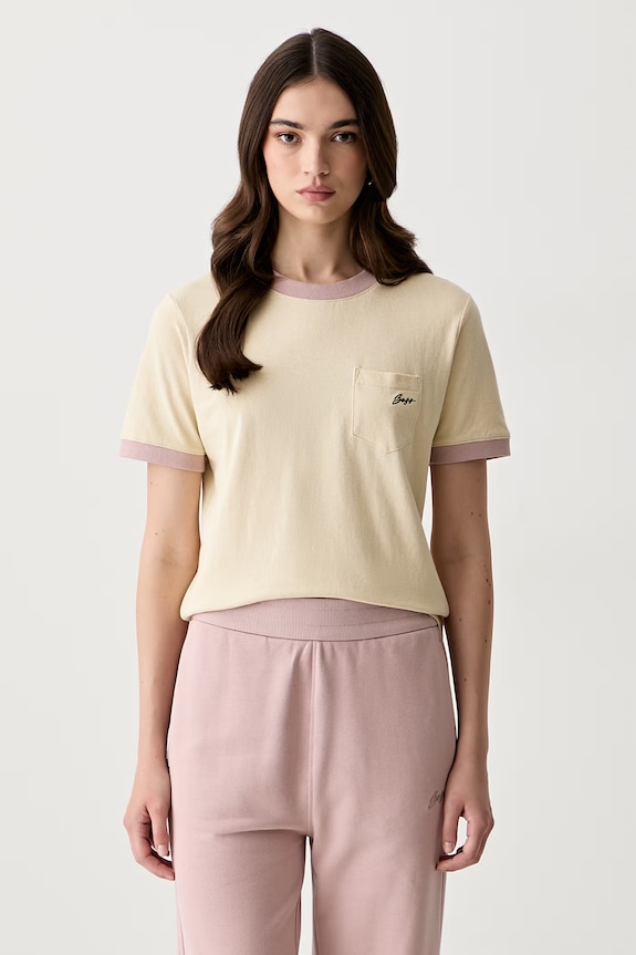 BOSS Orange T-shirt damski bawełniany C_Ezoe beżowy 50571841