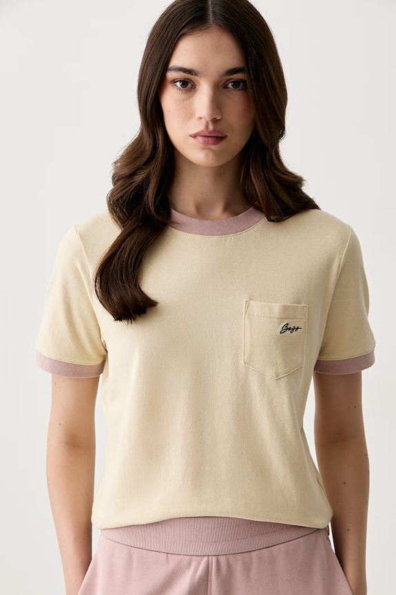 BOSS Orange T-shirt damski bawełniany C_Ezoe beżowy 50571841