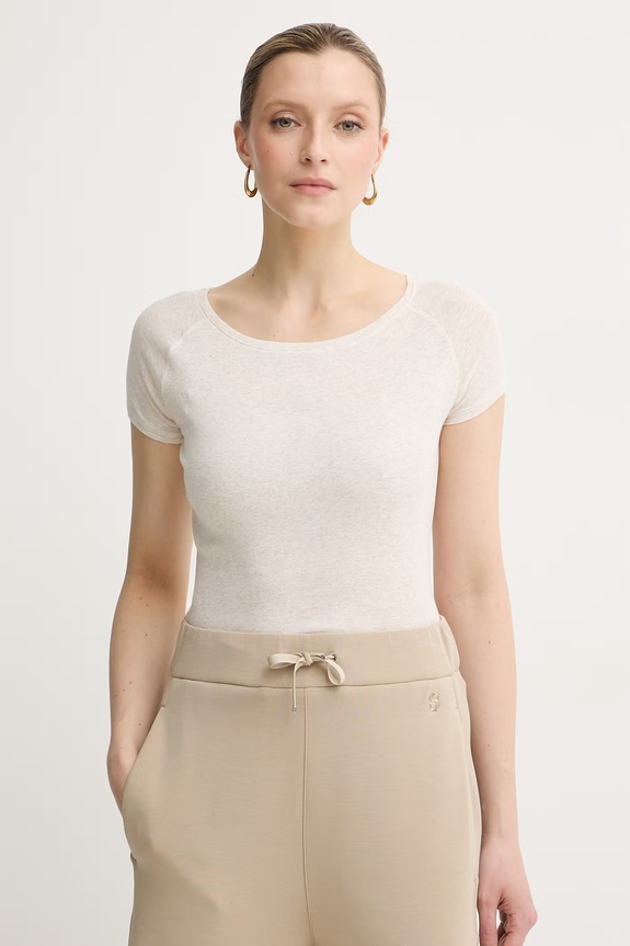 BOSS Orange tricou basic pentru femei, cu bumbac C_Espia_1 bej 50565989