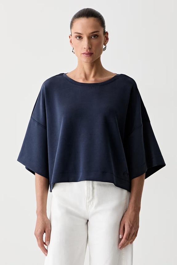 BOSS Orange oversize majica kratkih rukava ženska s modalom C_Eagles mornarsko plava 50562893