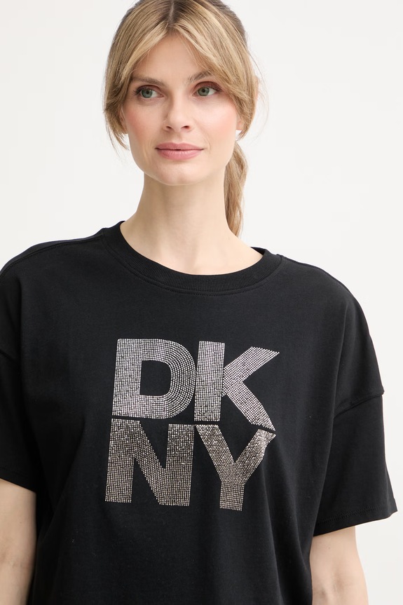 DKNY T-shirt damski bawełniany czarny DP6T1731