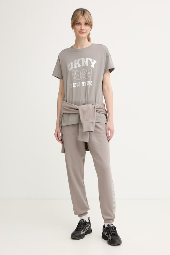 DKNY T-shirt damski bawełniany DP6T1580 beżowy AW26