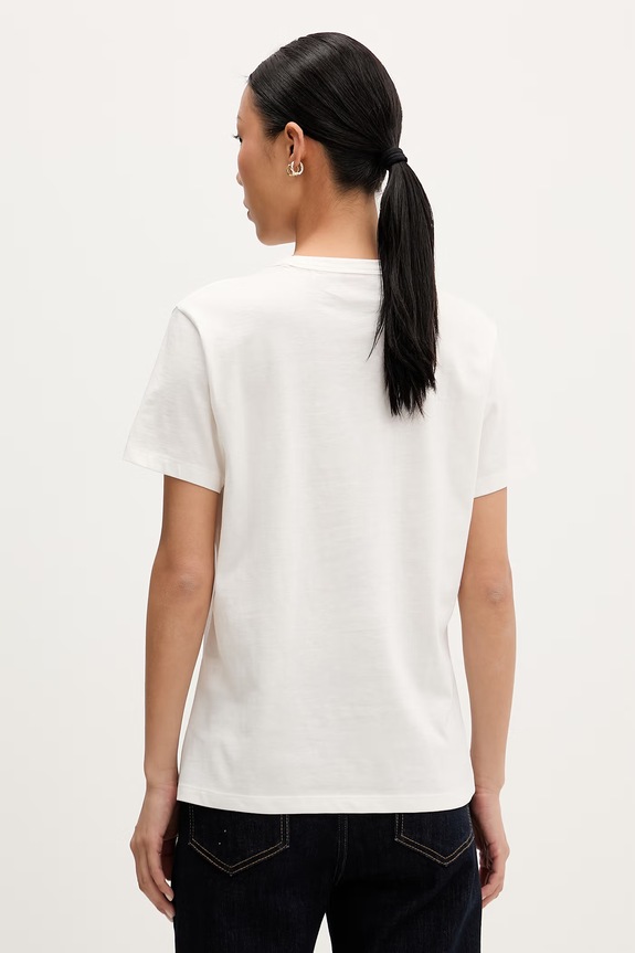 Odzież HUGO T-shirt damski bawełniany Damacia_8 50573353 beżowy