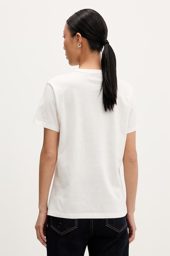 Odzież HUGO T-shirt damski bawełniany Damacia_8 50573353 beżowy
