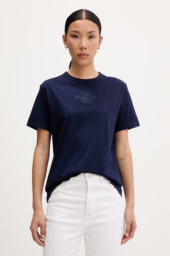 HUGO T-shirt damski bawełniany Damacia_8 granatowy 50573353