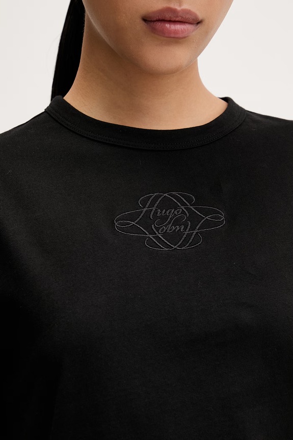 HUGO t-shirt γυναικείο βαμβακερό Damacia_8 50573353 μαύρο