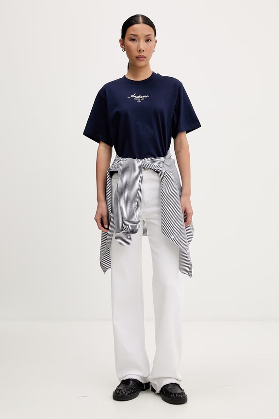 HUGO T-shirt damski bawełniany Vintage Tee_25 50573326 granatowy AW26