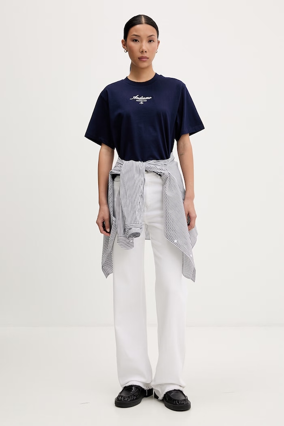HUGO T-shirt damski bawełniany Vintage Tee_25 50573326 granatowy AW26