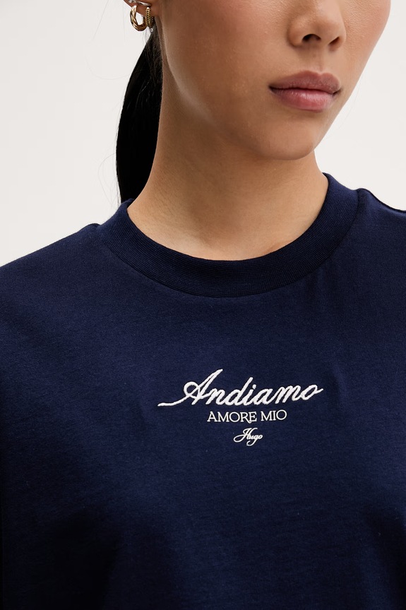 HUGO T-shirt damski bawełniany Vintage Tee_25 50573326 granatowy