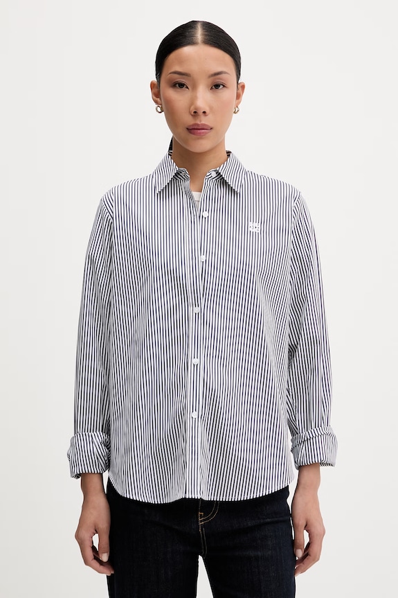 HUGO crop top damski z bawełną Delanor_4 beżowy 50570857