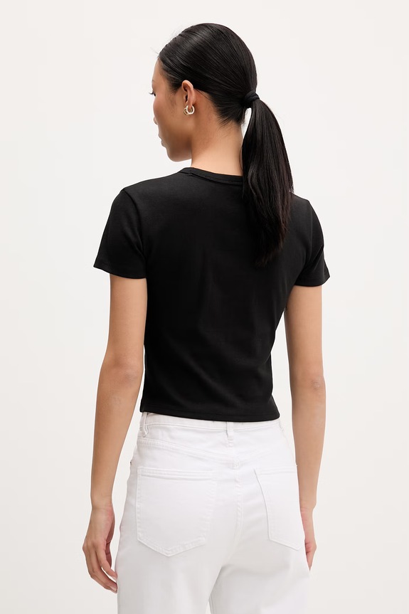 Ρούχα HUGO crop top γυναικείο με βαμβάκι Delanor_4 50570857 μαύρο