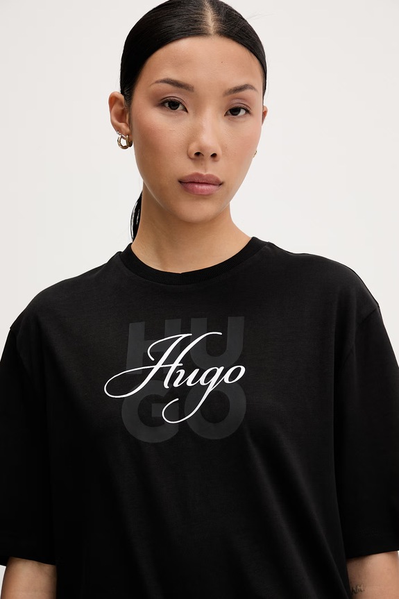 HUGO t-shirt γυναικείο βαμβακερό Dashire_5 μαύρο 50566678