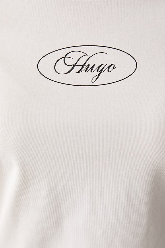 HUGO Blue T-shirt damski bawełniany z elastanem 90's Tee_B_1 50572624 beżowy