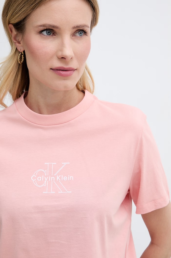 Calvin Klein Jeans T-shirt damski bawełniany różowy LV047G831G