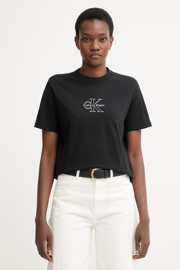 Calvin Klein Jeans tricou pentru femei din bumbac negru LV047G831G