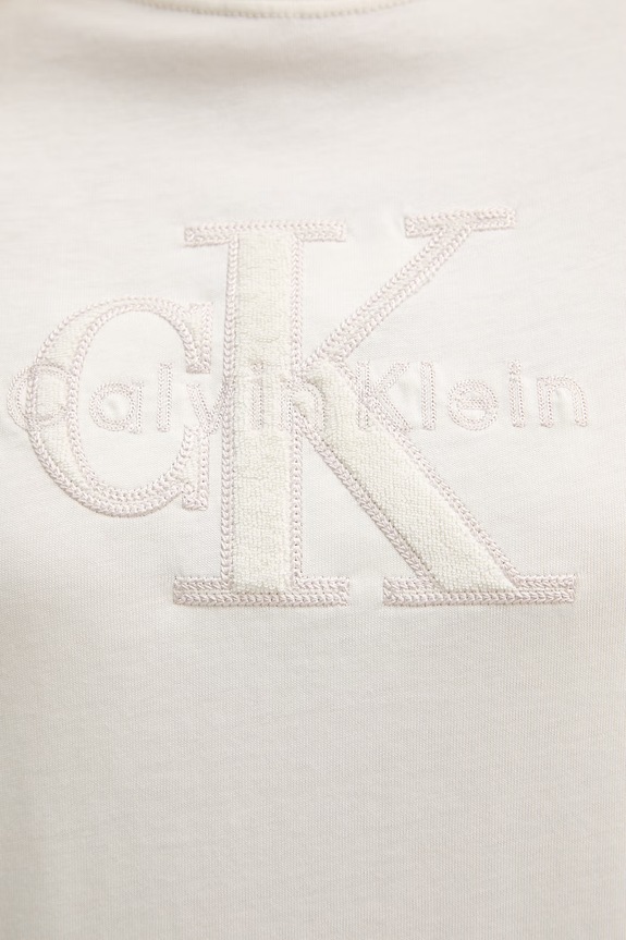 Calvin Klein Jeans T-shirt damski bawełniany LV047G829G beżowy