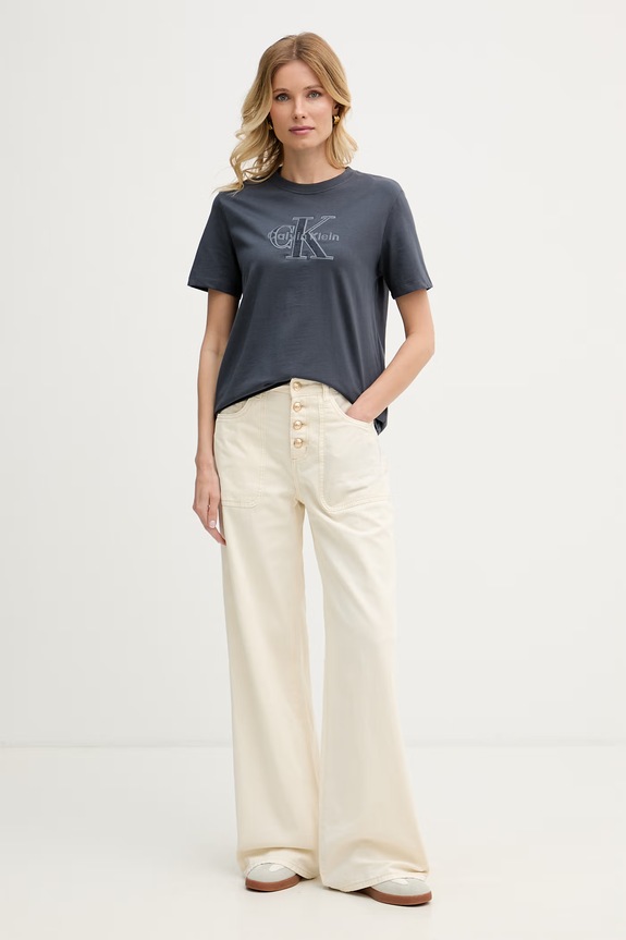 Calvin Klein Jeans tričko dámské bavlněné LV047G829G šedá AW26