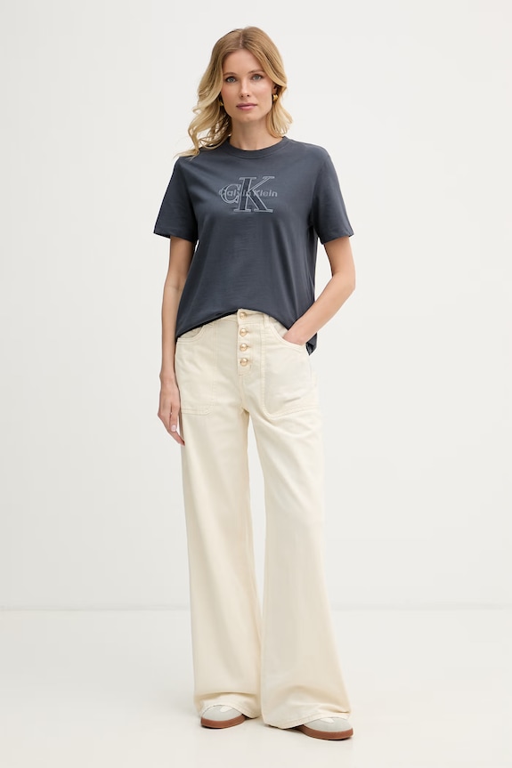 Calvin Klein Jeans tričko dámské bavlněné LV047G829G šedá AW26