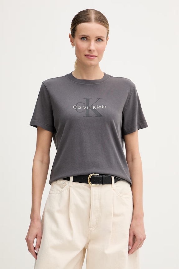 Calvin Klein Jeans tricou feminin din bumbac gri LV047G825G