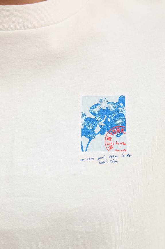 Calvin Klein Jeans t-shirt Γυναικείος βαμβακερός LV047G802G μπεζ