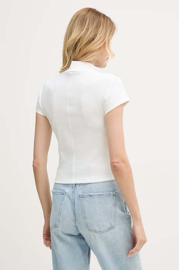 Ρούχα Calvin Klein Jeans crop top Γυναικείο από βαμβάκι με ελαστάν LV047G240G λευκό