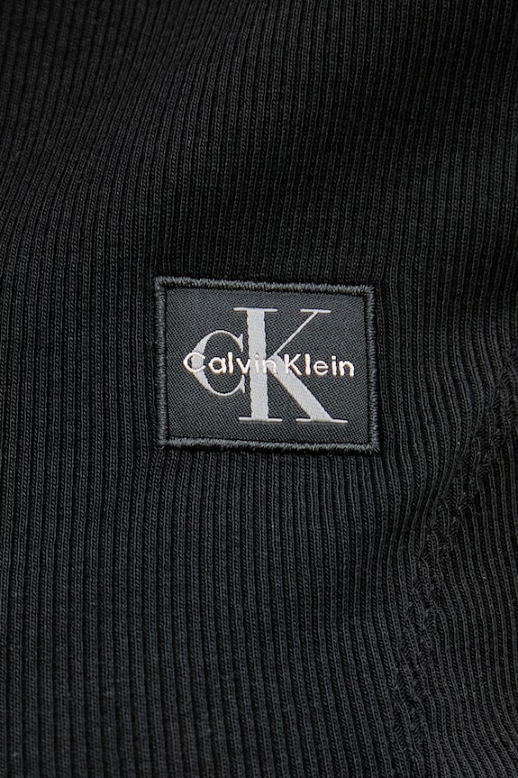 Calvin Klein Jeans crop top γυναικείο από βαμβάκι με ελαστάν LV047G240G μαύρο
