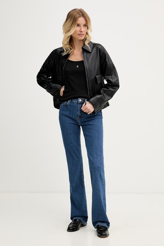 Calvin Klein Jeans top dámský bavlněný s elastanem LV047G208G černá AW26