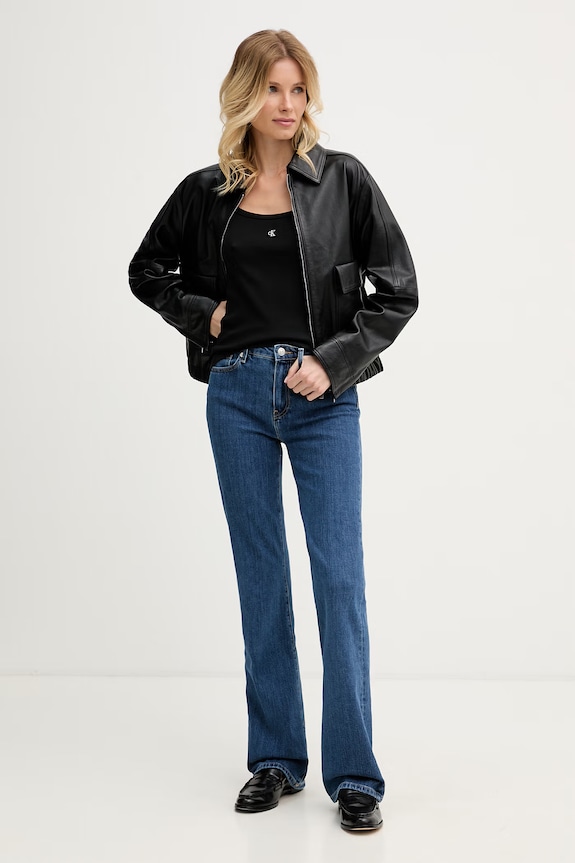 Calvin Klein Jeans top dámský bavlněný s elastanem LV047G208G černá AW26