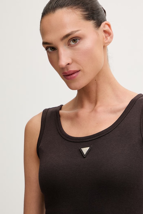 Guess top ženski z bombažem OLYMPE rjava V6YP09.K4312