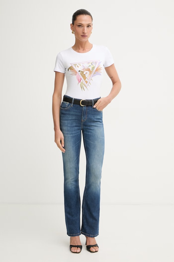 Guess t-shirt γυναικείο βαμβακερό με ελαστάν PALM W6YI26.K4345 λευκό AW26