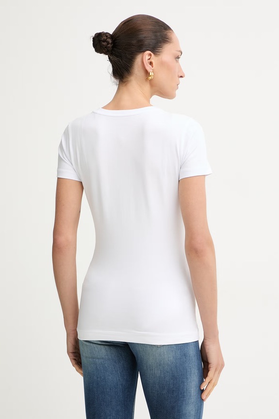 Ρούχα Guess t-shirt γυναικείο βαμβακερό με ελαστάν PALM W6YI26.K4345 λευκό