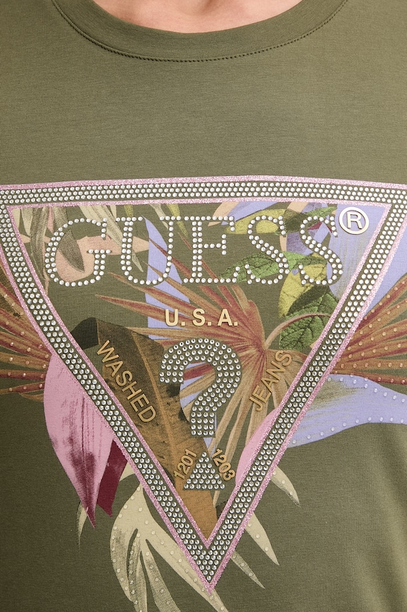 Guess t-shirt γυναικείο βαμβακερό με ελαστάν PALM W6YI26.K4345 πράσινο