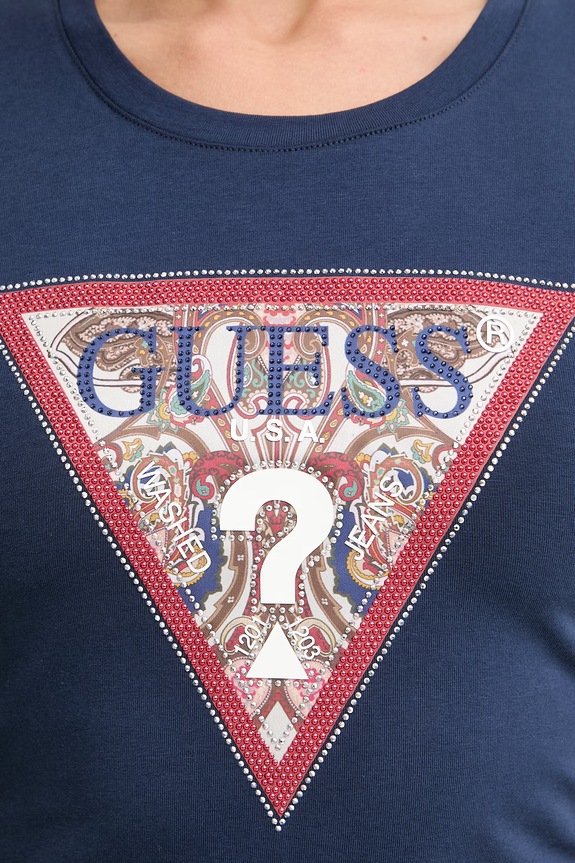 Guess t-shirt γυναικείο βαμβακερό με ελαστάν PAISLEY W6YI25.K4344 σκούρο μπλε