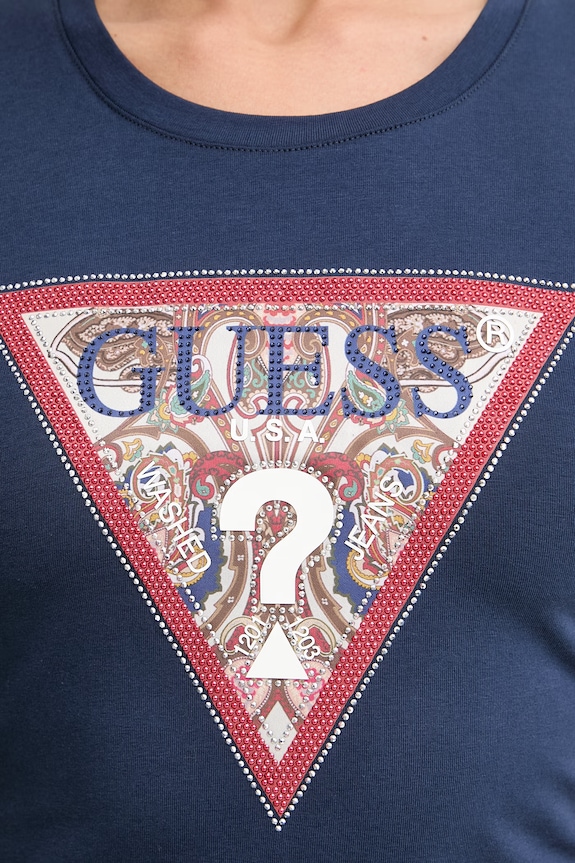 Guess t-shirt γυναικείο βαμβακερό με ελαστάν PAISLEY W6YI25.K4344 σκούρο μπλε