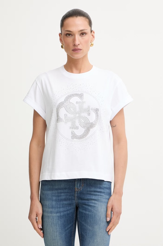 Guess t-shirt γυναικείο βαμβακερό λευκό W6YI18.K4331