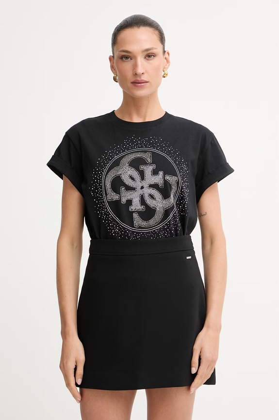 Guess t-shirt γυναικείο βαμβακερό μαύρο W6YI18.K4331