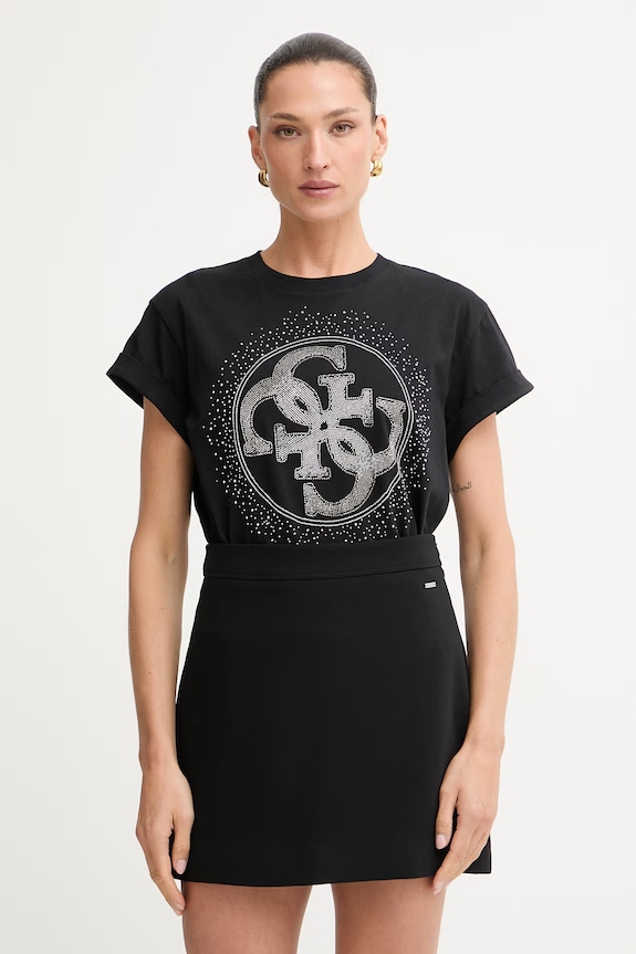 Guess t-shirt γυναικείο βαμβακερό μαύρο W6YI18.K4331