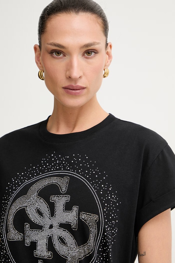 Guess t-shirt γυναικείο βαμβακερό μαύρο W6YI18.K4331