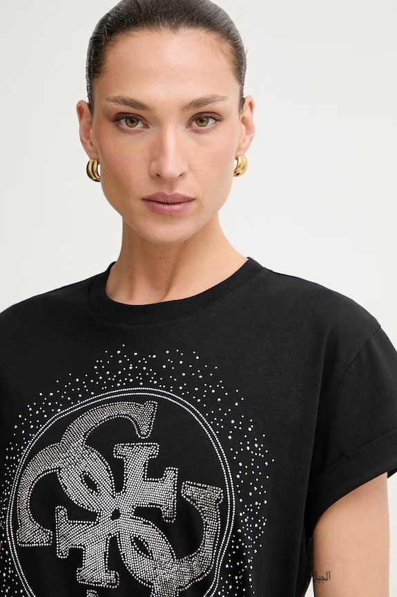 Guess t-shirt γυναικείο βαμβακερό μαύρο W6YI18.K4331
