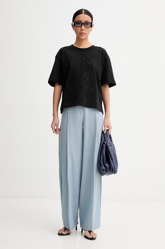 MUNTHE T-shirt damski bawełniany NELLAMY 262113526267 czarny AW26