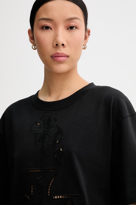 MUNTHE T-shirt damski bawełniany NELLAMY czarny 262113526267