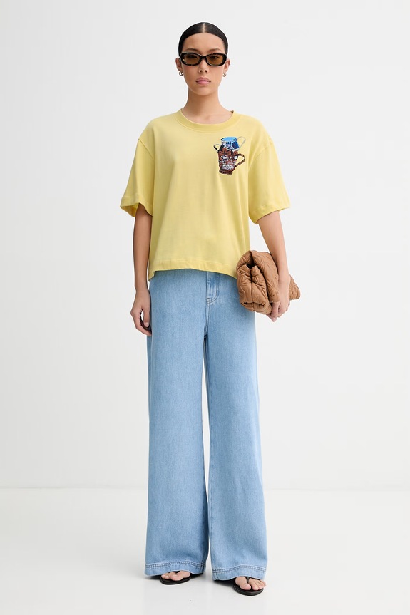 MUNTHE t-shirt γυναικείο βαμβακερό NURI 262110726267 κίτρινο AW26