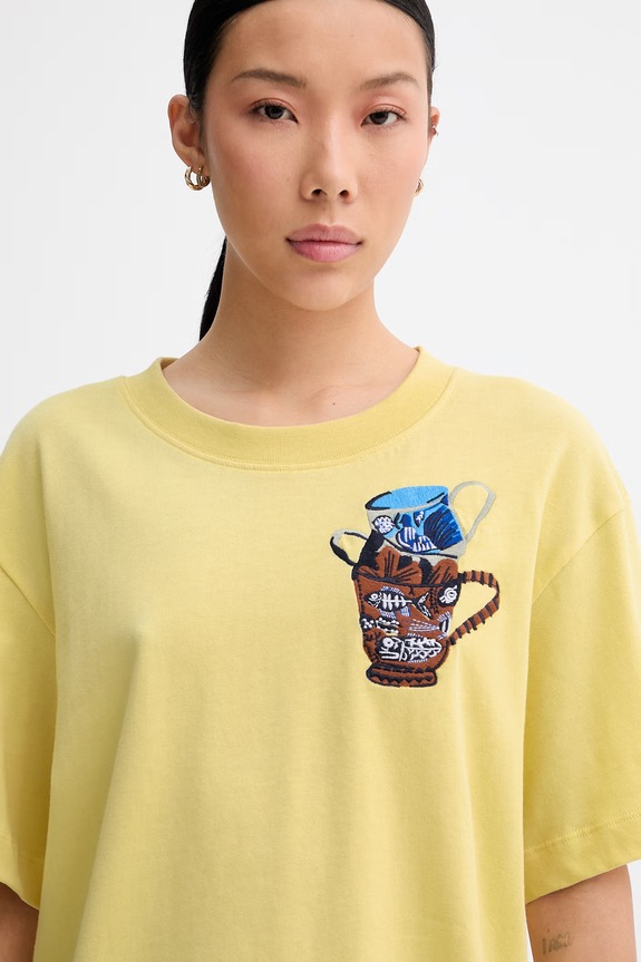 MUNTHE t-shirt γυναικείο βαμβακερό NURI κίτρινο 262110726267